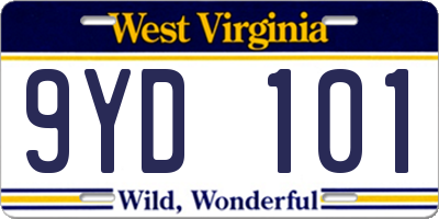WV license plate 9YD101