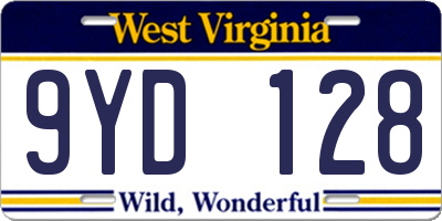WV license plate 9YD128