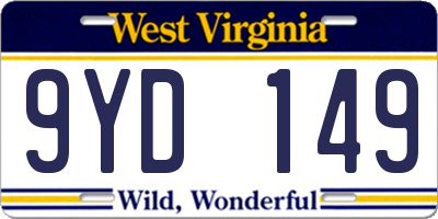 WV license plate 9YD149
