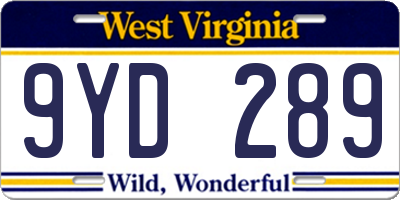 WV license plate 9YD289