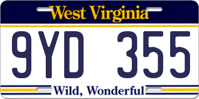 WV license plate 9YD355