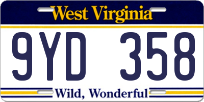 WV license plate 9YD358