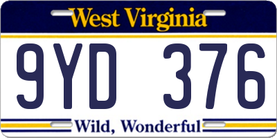 WV license plate 9YD376