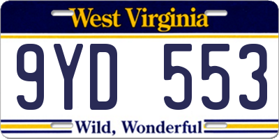 WV license plate 9YD553