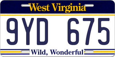 WV license plate 9YD675