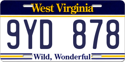 WV license plate 9YD878