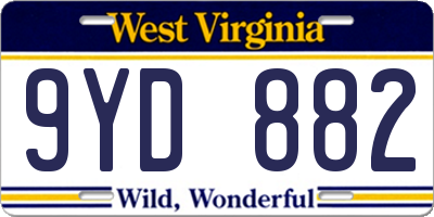 WV license plate 9YD882