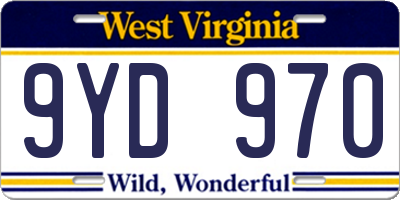 WV license plate 9YD970