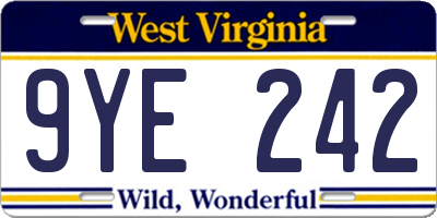 WV license plate 9YE242