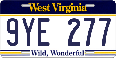 WV license plate 9YE277