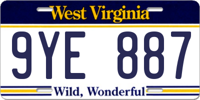 WV license plate 9YE887