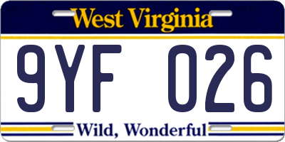 WV license plate 9YF026