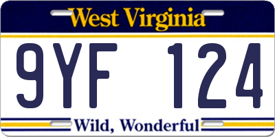 WV license plate 9YF124