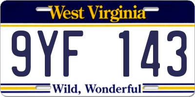 WV license plate 9YF143
