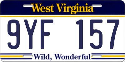 WV license plate 9YF157