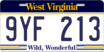 WV license plate 9YF213