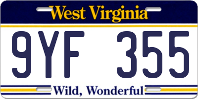 WV license plate 9YF355