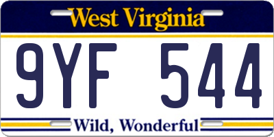 WV license plate 9YF544