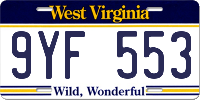 WV license plate 9YF553