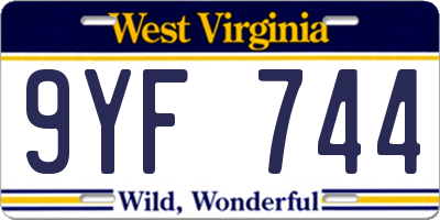 WV license plate 9YF744