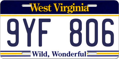 WV license plate 9YF806