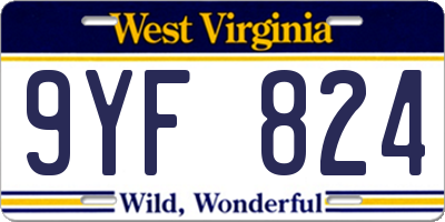 WV license plate 9YF824