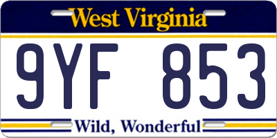 WV license plate 9YF853