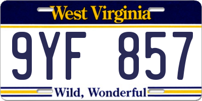 WV license plate 9YF857