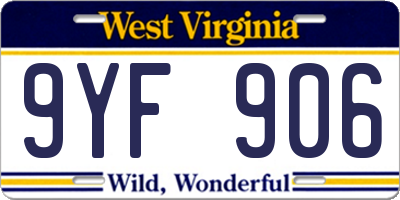 WV license plate 9YF906