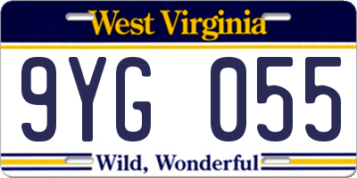 WV license plate 9YG055