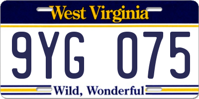 WV license plate 9YG075