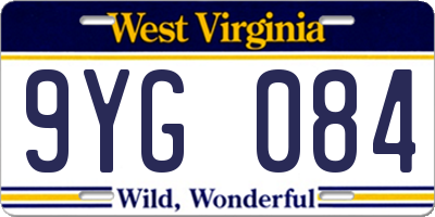 WV license plate 9YG084
