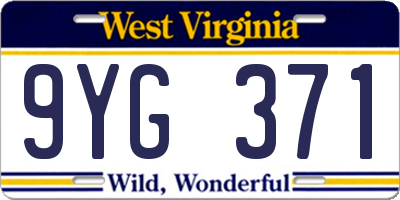 WV license plate 9YG371