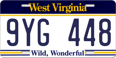 WV license plate 9YG448