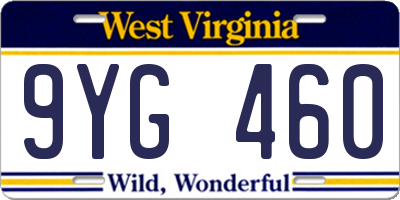 WV license plate 9YG460
