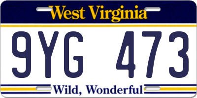 WV license plate 9YG473