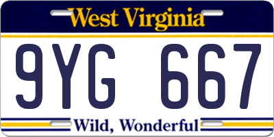 WV license plate 9YG667