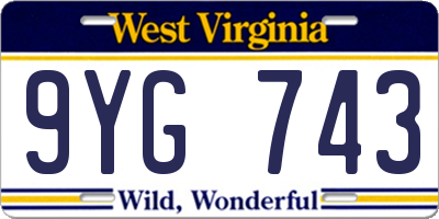 WV license plate 9YG743