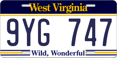WV license plate 9YG747