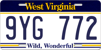 WV license plate 9YG772