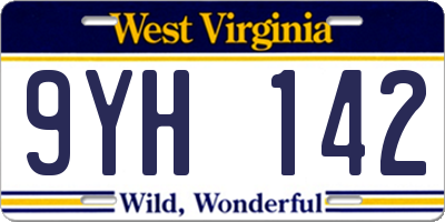 WV license plate 9YH142