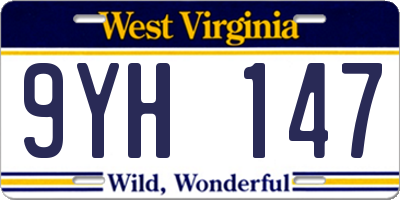 WV license plate 9YH147
