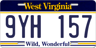WV license plate 9YH157