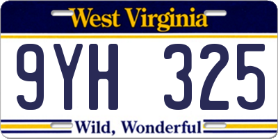 WV license plate 9YH325