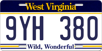 WV license plate 9YH380