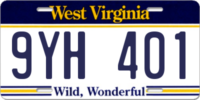 WV license plate 9YH401