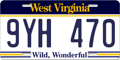 WV license plate 9YH470