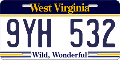 WV license plate 9YH532