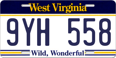 WV license plate 9YH558