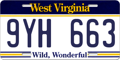 WV license plate 9YH663